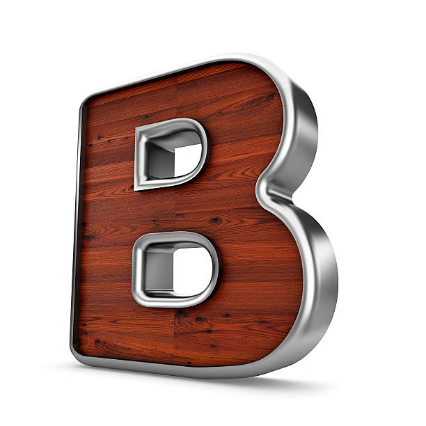 istock 3d wood and metal material B letter isolated white background. 577955128