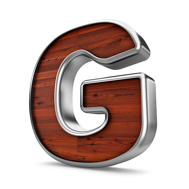 istock 3d wood and metal material G letter isolated white background. 577955210