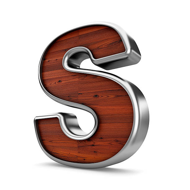 istock 3d wood and metal material S letter isolated white background. 577955528