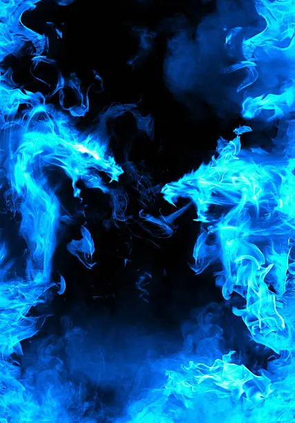 Photo of Abstract blue fiery dragon versus