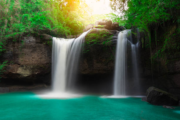 istock Amazing beautiful waterfalls in  tropical forest 577960156