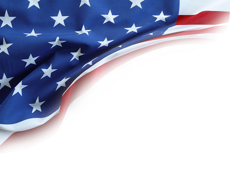 American flag flying in the wind. Flag of the Unites States of america - illustration.