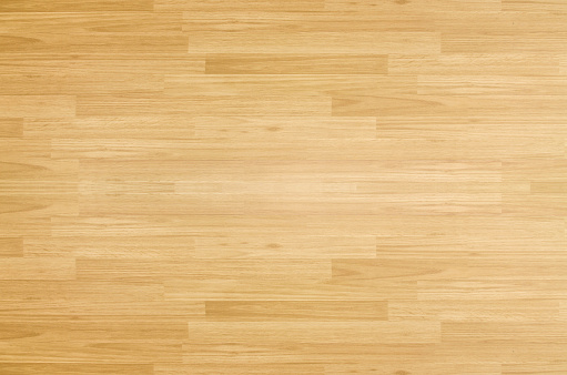 Cancha de básquetbol piso de madera de arce visto desde arriba photo