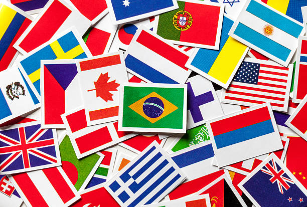 National flags of the countries of the world Brazilian flag National flags of the different countries of the world in a scattered heap. Brazilian flag in the center. country geographic area photos stock pictures, royalty-free photos & images