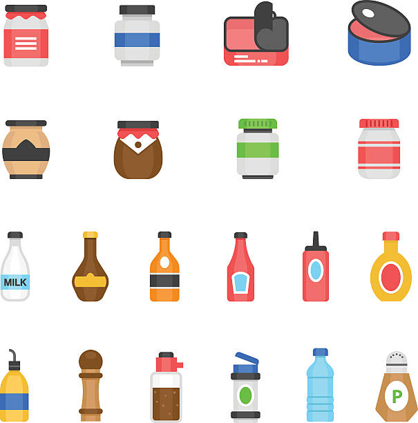 Color icon set - ketchup vector art illustration