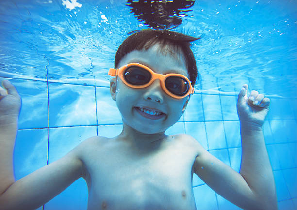 istock Underwater shot of boy swimming 577967720