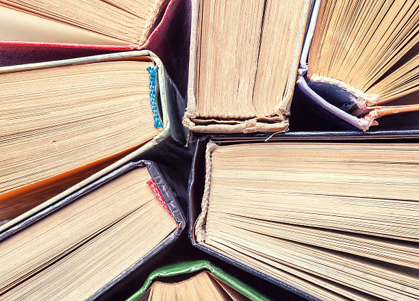 istock Background of old vintage books. Top view 577967942