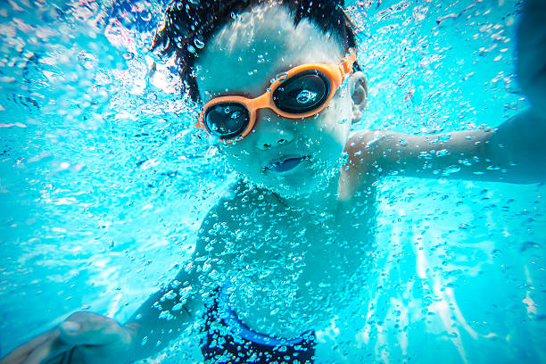 istock Underwater shot of boy swimming 577968450