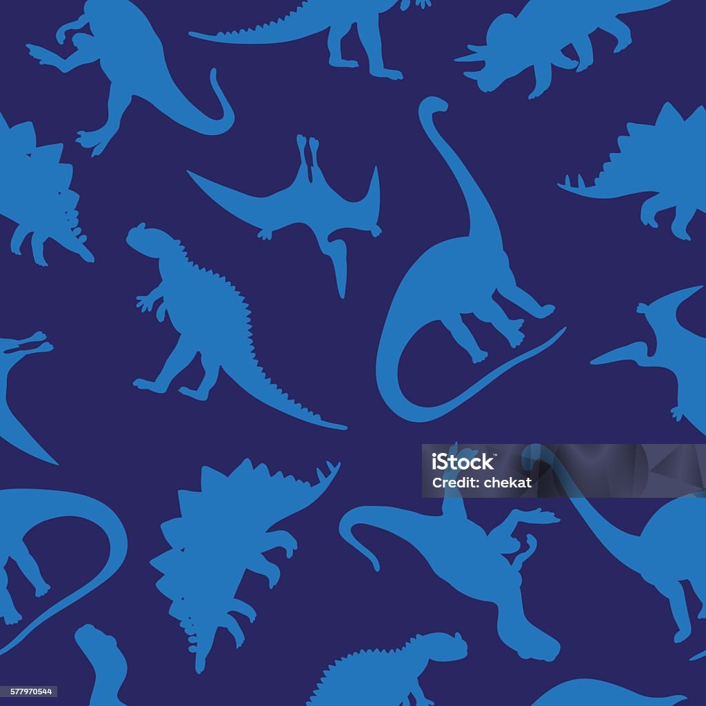 Dinosaur Pattern Blue Seamless Vector Pattern Of Dinosaurs On Blue Background Stock ...