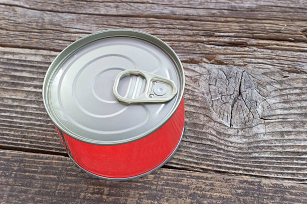 istock Canned pate on wooden background 577971664