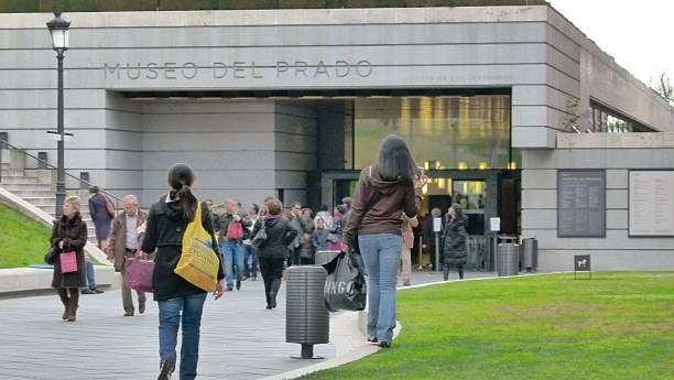 People at Museo del Prado Madrid, Spain - 2nd January 2011: People entering and exiting the Museo del Prado, Madrid. museo del prado stock pictures, royalty-free photos & images