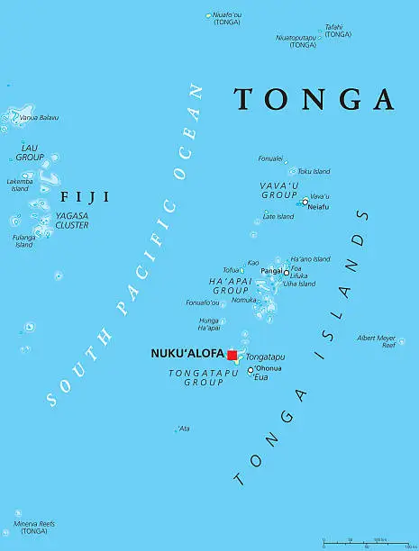 Vector illustration of Tonga Political Map