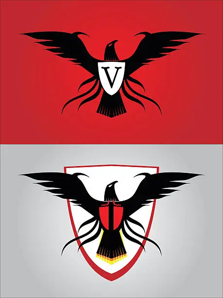 Vector illustration of Black Eagles, spread out the wings.