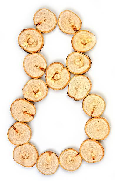 istock Number made of wood slice on a white background 577979442
