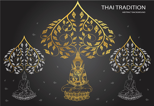 buddha and leaf of thai tradition