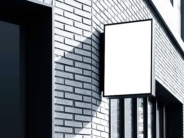 istock Signboard shop Mock up Blank Hanging sign display exterior 577980352