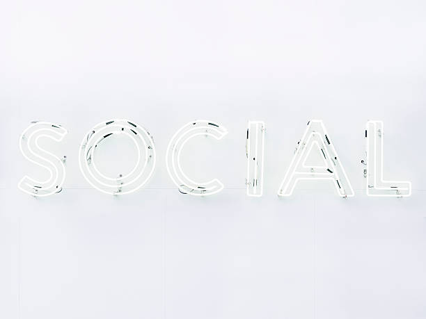 istock Social Media Type font Neon sign light Signage on wall 578075200