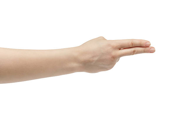 istock young woman right hand counting one or show direction 578075400