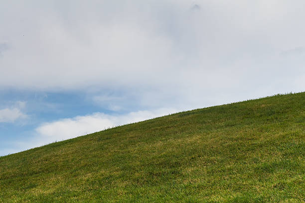 istock Green grass on the hill and cloudy sky 578075790