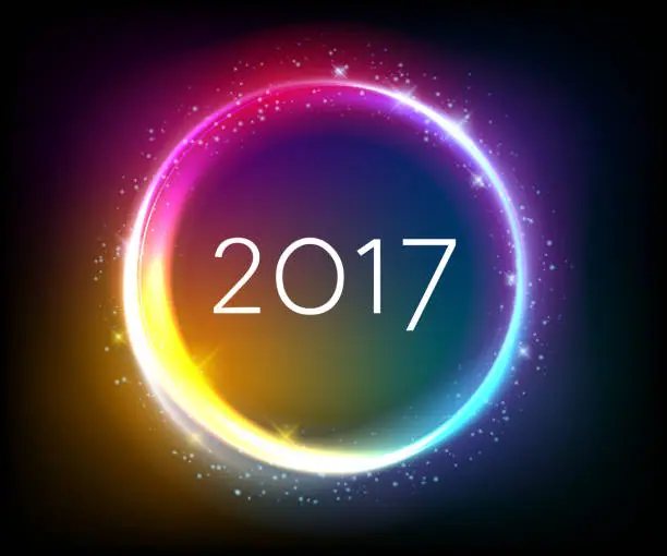 Vector illustration of Colorful glow 2017 new year vector illustration.