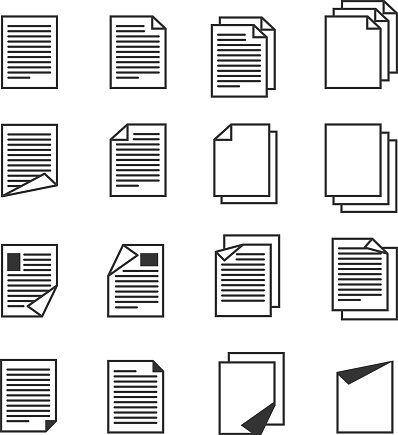 Dokumen Kertas Ikon Vektor Halaman Diatur Ilustrasi Stok - Unduh Gambar