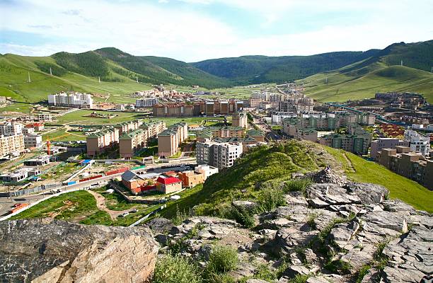 The panoramic view of the entire city of Ulaanbaatar, mongolia stock photo