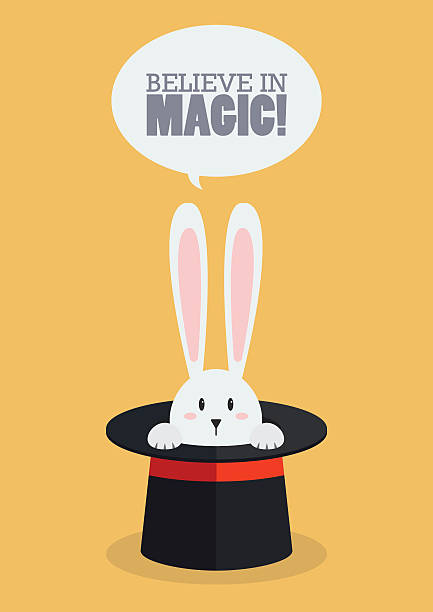 Magic top hat with rabbit Magic top hat with rabbit. Vector Illustration rabbit hat stock illustrations