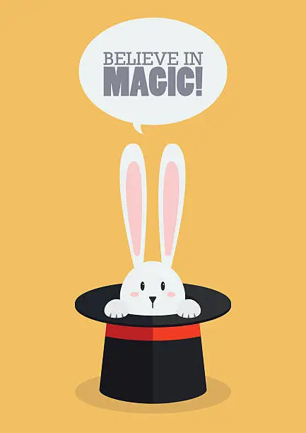 Vector illustration of Magic top hat with rabbit