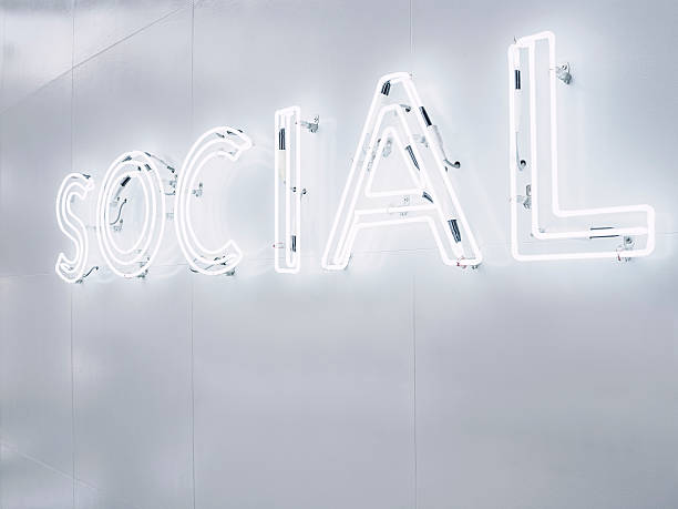 istock Social Media Type font Neon sign light Signage on wall 578077278