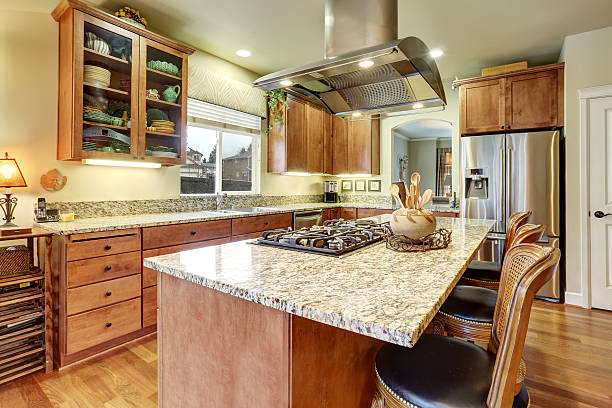 istock Classic large wood kitchen interior with hardwood floor 578077834