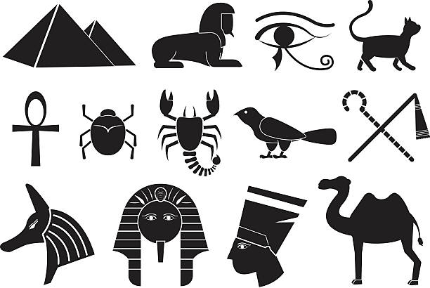 고대 이집트 - egyptian culture hieroglyphics human eye symbol stock illustrations