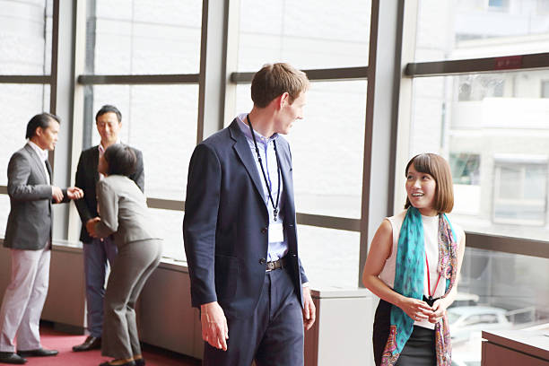 istock Business discussion in the building atrium 578080512