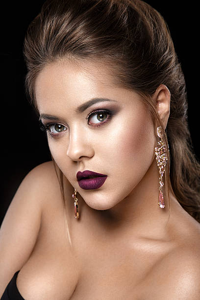 istock Beautiful woman portrait isolated on black background. 578080752