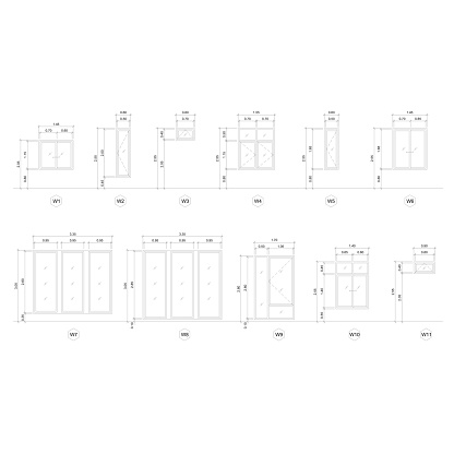 Window Set Drawing Window Set Stock Illustration - Download Image Now - Architecture ...