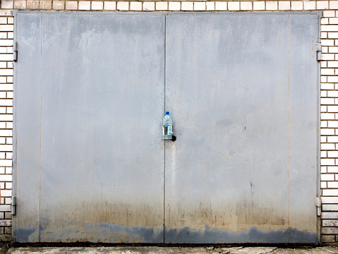 old metal warehouse door, hangar