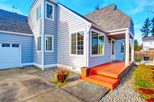 istock Modern house with concrete walkway, garage and terrace. 578083622
