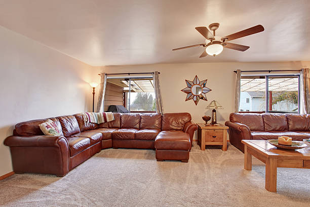 istock Cozy living room with leather sofa 578083692