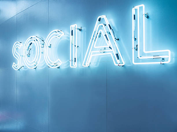Social Media Type font Neon sign light Signage on wall