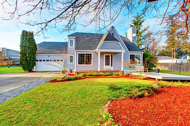 istock Modern house with concrete walkway, garage and terrace. 578083838