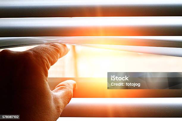 Bright Sun Shining Through A Jalousie Stock Photo - Download Image Now - Heat - Temperature, Hope - Concept, Sun