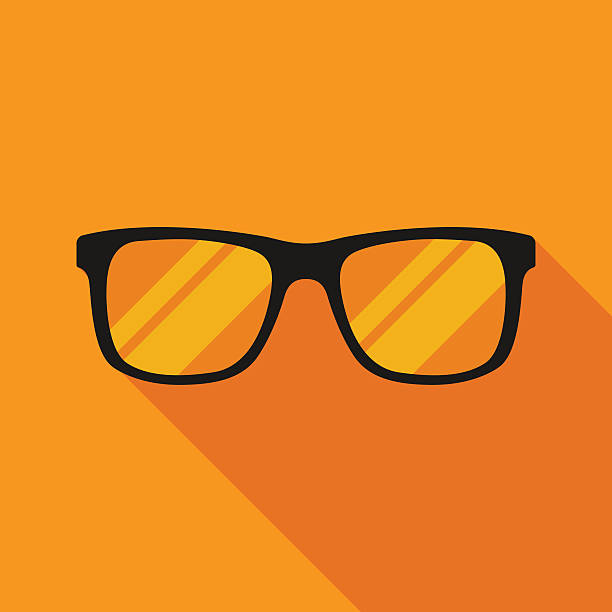 ikonę okularów przeciwsłonecznych z długim cieniem. ilustracja wektorowa w stylu płaskim - human eye glass eyesight sunglasses stock illustrations