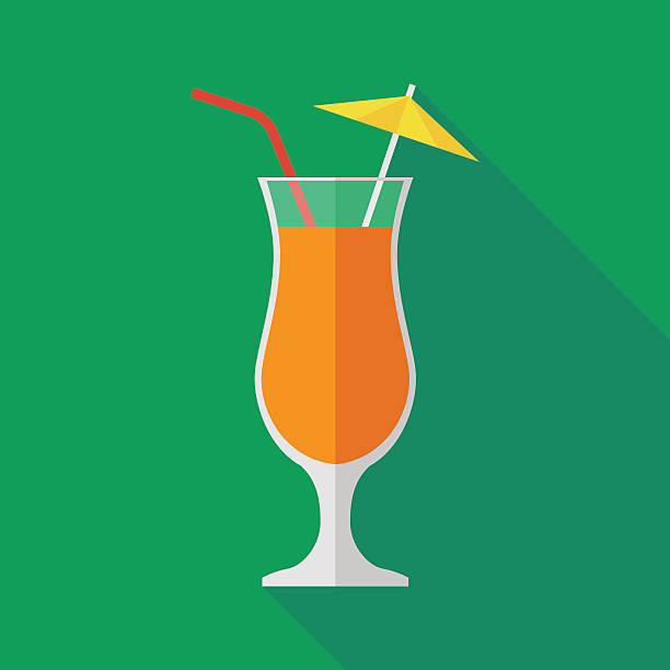 cocktail-symbol mit langem schatten. flache stil vektor-illustration - drink umbrella stock-grafiken, -clipart, -cartoons und -symbole