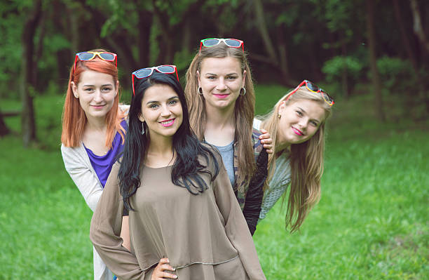istock Happy friends posing together on a summer day 578090080