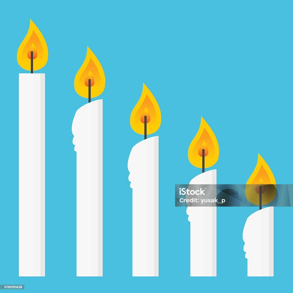 Candle Burning Stage Set Vector stock of candles row in different burning process Candle stock vector