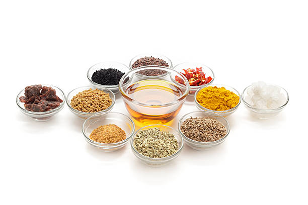 istock Different types of Indian spices in glass bowls. 578092306
