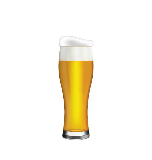 Vector illustration of Glass of Beer Isolated on White Background