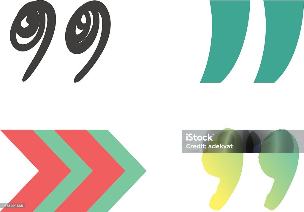 Quote Sign Shape Quote Sign Vector Set Stock Illustration - Download Image Now - Flat ...