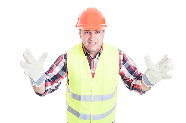 istock Male builder with bad attitude looking furious 578095528