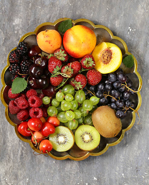 istock various fresh organic berries on a vintage silver plate 578098436