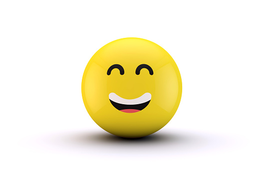 A 3D rendering of a yellow emoji face with rolling eyes isolated on a blue background